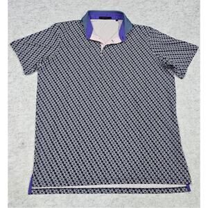 Greyson Golf Wolf Tails Polo Navy & White Performance Blend, Mens Sz L New